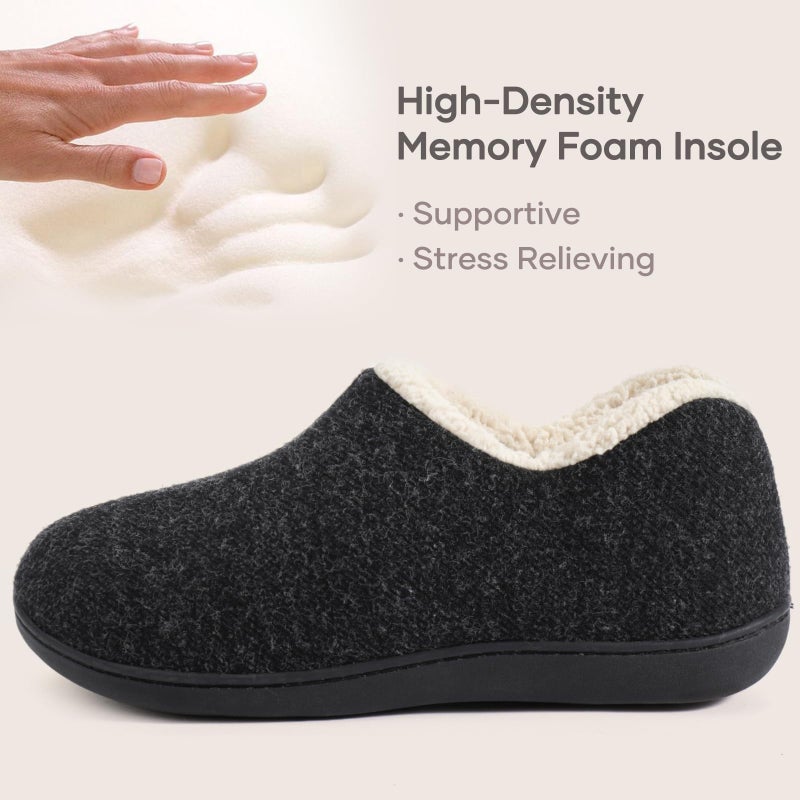 ULTRAIDEAS Women's Indoor Loafer House Slippers with Memory Foam, Ladies Warm Closed Back House Shoes with Non-Slip Outdoor Rubber Soleï¼ˆBlackï¼Œsize 7ï¼‰ - Image 4